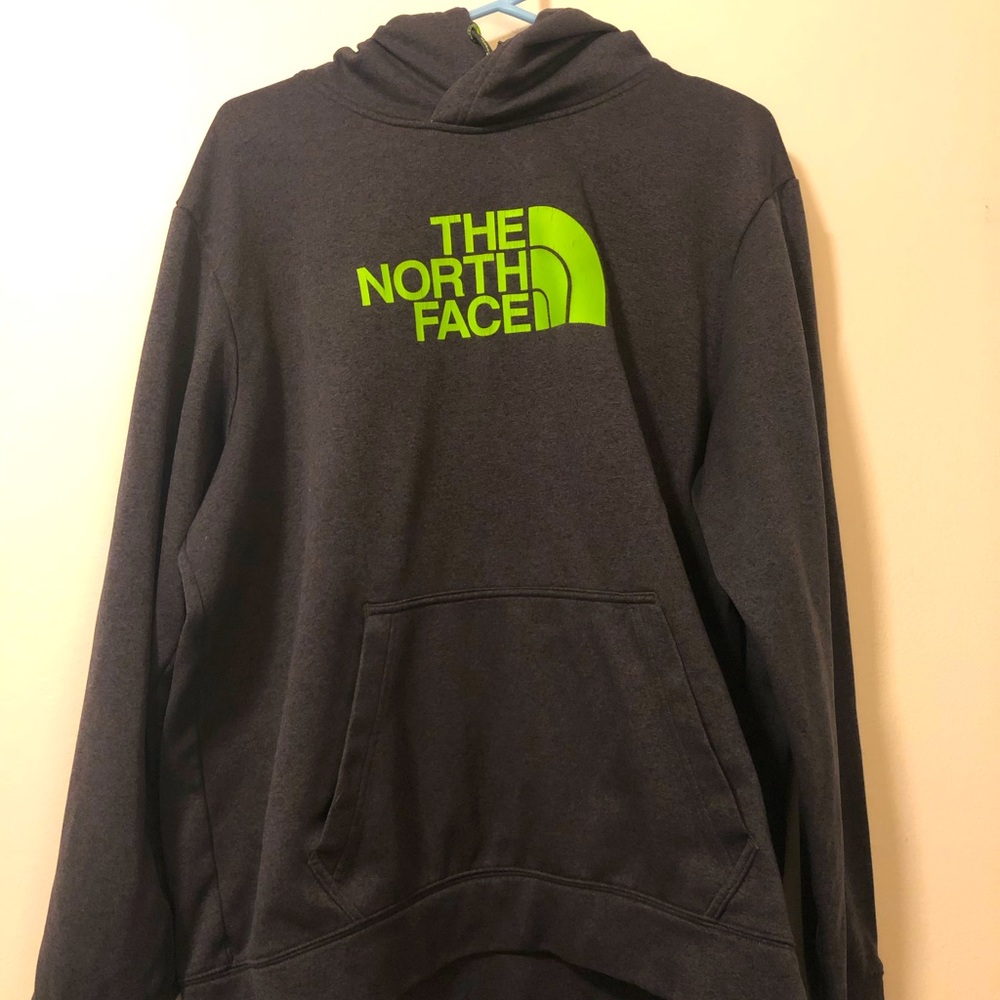 North Face Sweatshirt - Gray/Neon Green - L